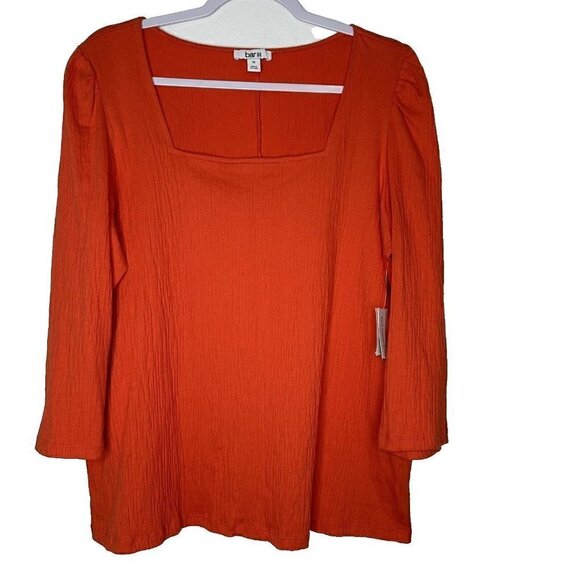 Bar III Square Neck Top Orange Valencia Size 1X NWT - Picture 1 of 9